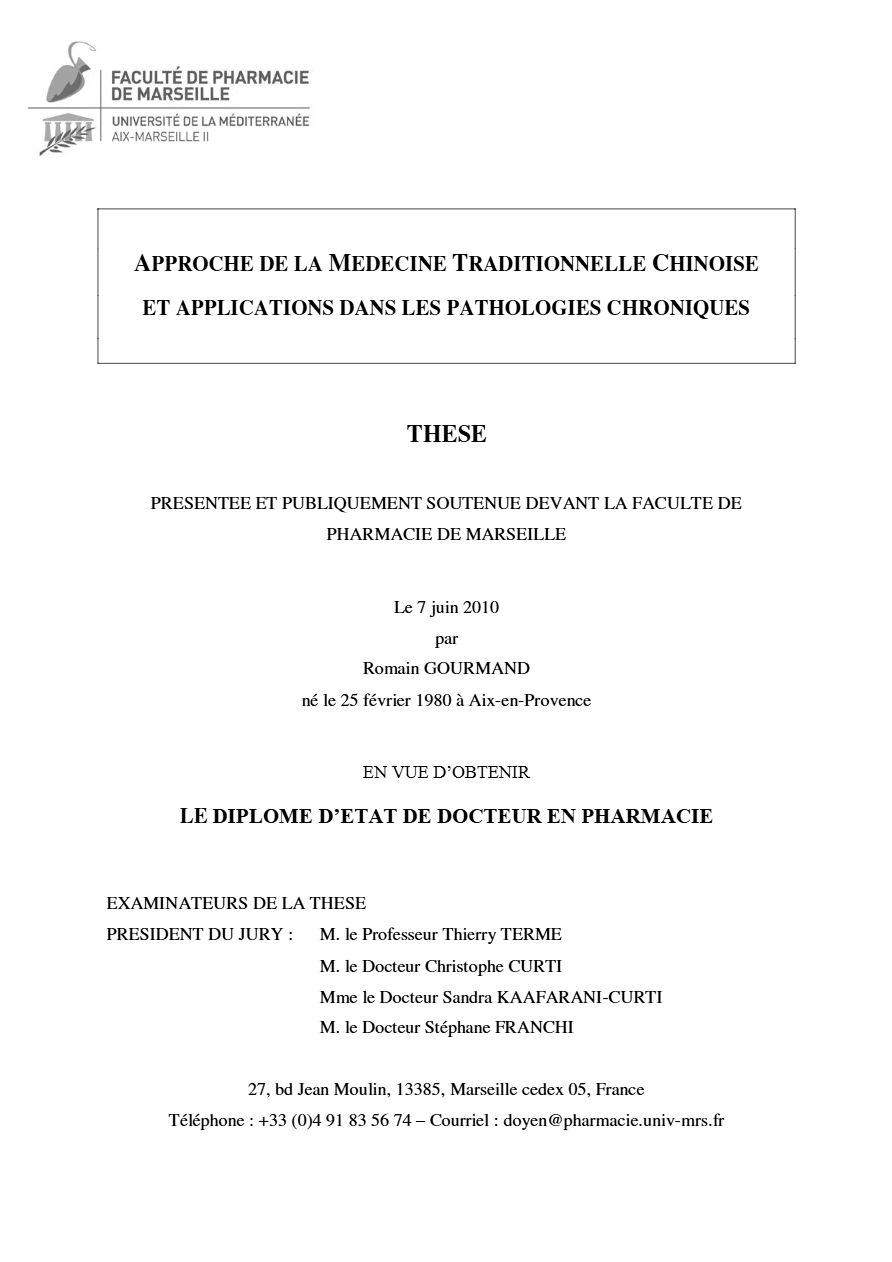 Approche de la médecine traditionnelle chinoise et applications dans les pathologies chroniques
